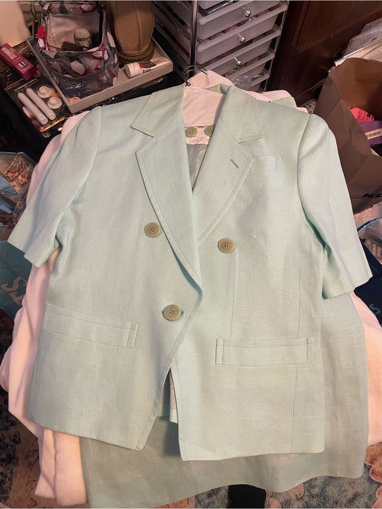 Celine Dresses & Skirts - Celine Mint Green Short Sleeve Blazer and Skirt